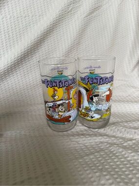 The Flintstones 30th Anniversary Cartoon Glasses - Set of 2 - Colorful Graphics